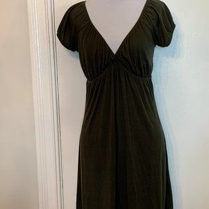 Olive Green SO Sik knee length dress v neck